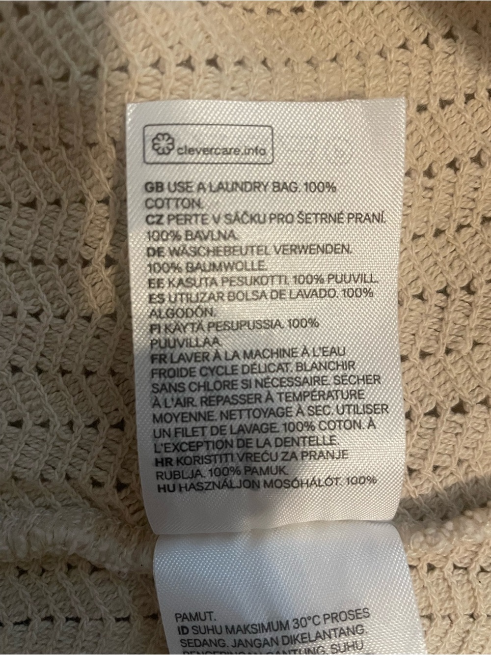 100% Cotton Crochet Yoke Spaghetti Strap Tank Top - Cream - Picture 5 of 5